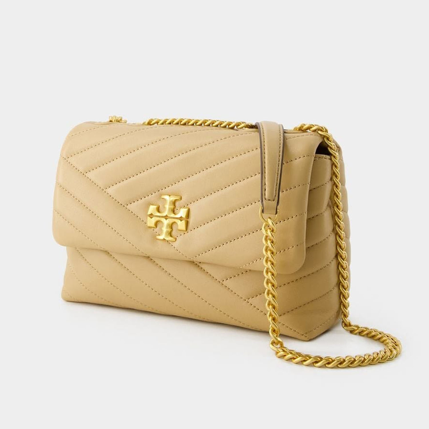 Tory Burch Kira Chevron Small Convertible Shoulder Bag Desert Dune brand centr